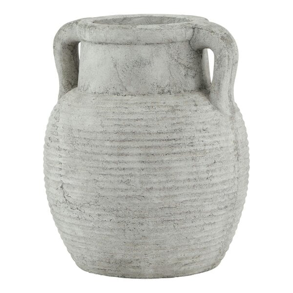 Wyld Haus Meadowhaze Stoneware Amphora Soft Grey Wide Vase with Handles