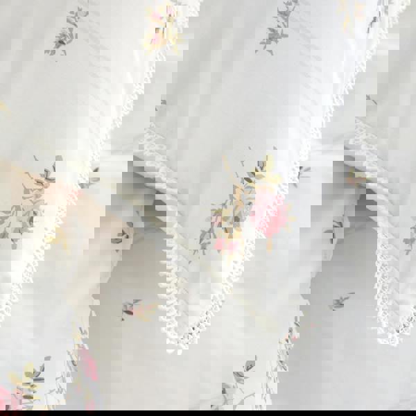 Bianca Vintage Rosebud Lace 200 Thread Count Cotton Reversible Duvet Cover Set Cream