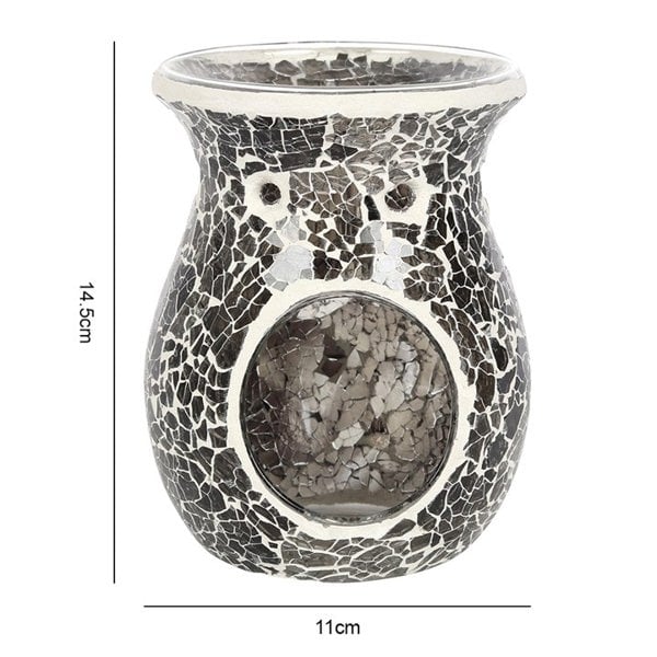 Serano Large Gunmetal Grey Crackle Oil Burner and Wax Warmer