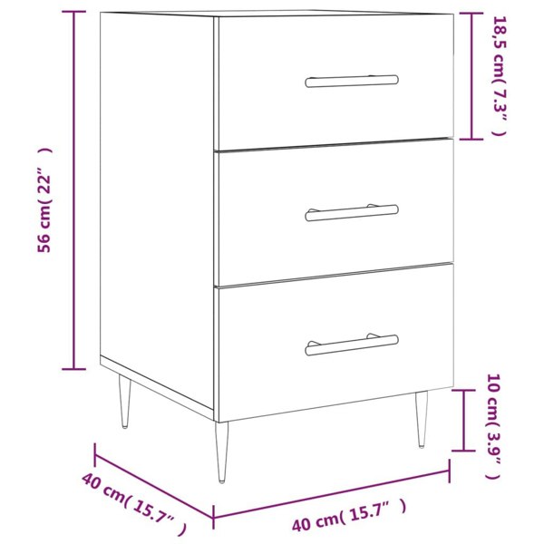 Berkfield Bedside Cabinet Smoked Oak 40x40x66 cm Engineered Wood