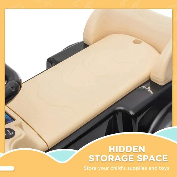 Mercedes-Benz 300S ride-on car seat with hidden storage space under the cushion