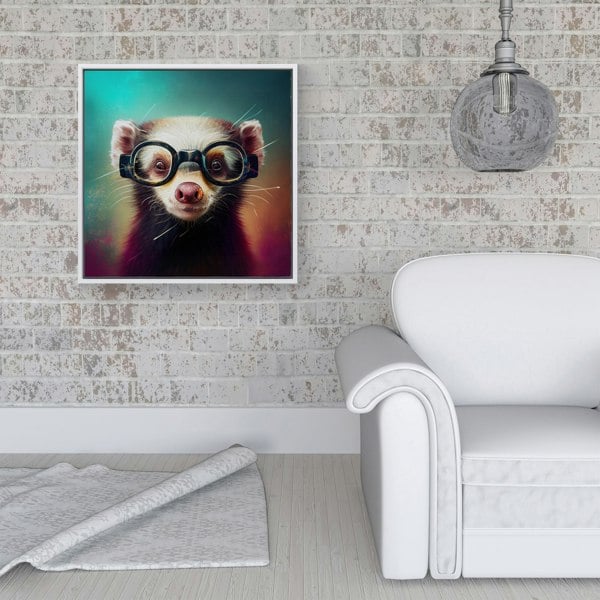 Warren Reed Ferret Splash Art Framed Canvas