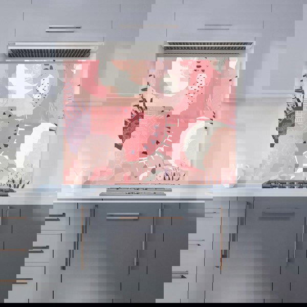Warren Reed - Designer Abstract Pink White Kitchen Splashback