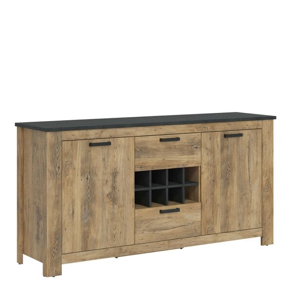 Wyld Haus Juniper 2 Door 2 Drawer Chestnut and Matera Grey Sideboard with Wine Rack