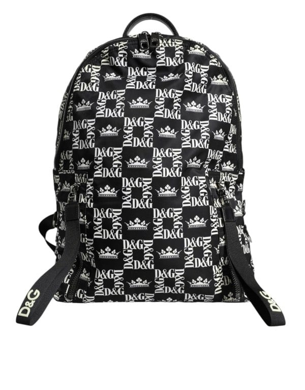 Crown Logo Nylon Backpack with Leather Accents