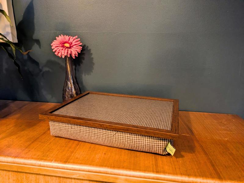 Made in the Mill Luxury Dogtooth Lap Tray With Bean Bag with Dogtooth Pattern Top