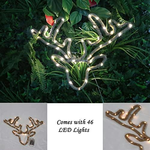 29cm Deer Head Hemp Rope LED Silhouette Light with Warm White LEDs for Festive Home Decor image 6