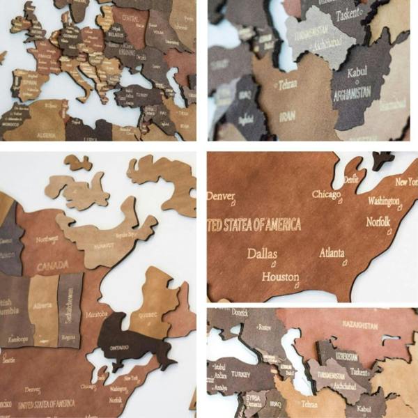 HYGRAD BUILT TO SURVIVE 3D Wooden World Map Wall Art – Vintage Rustic, 4 Sizes | HYGRAD®