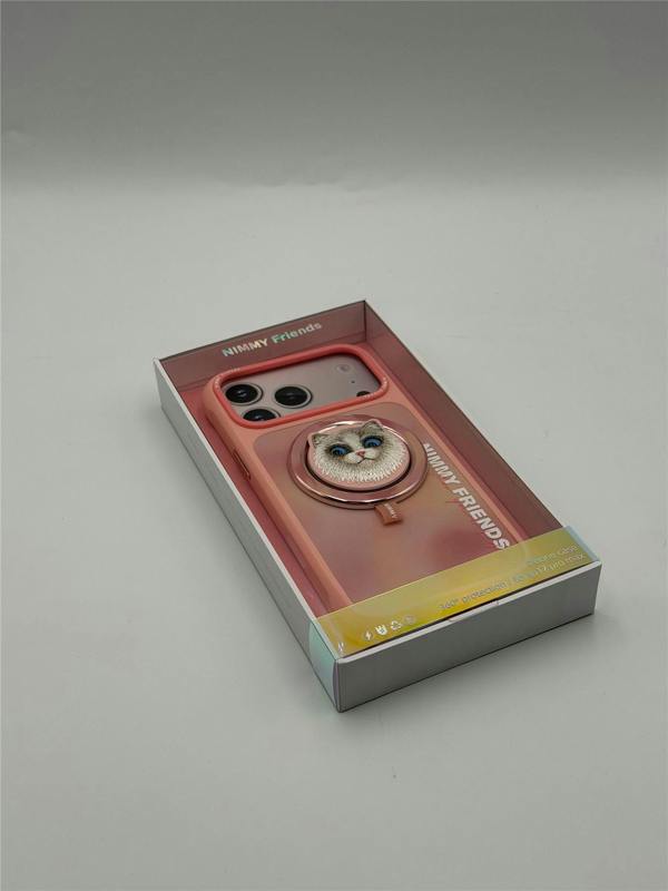 Nimmy Friends Nimmy Big Eye Cute Pet Ragdoll Cat Face Case with Detachable MagSafe Grip for iPhone 17 Pro Max 6.9" Pink