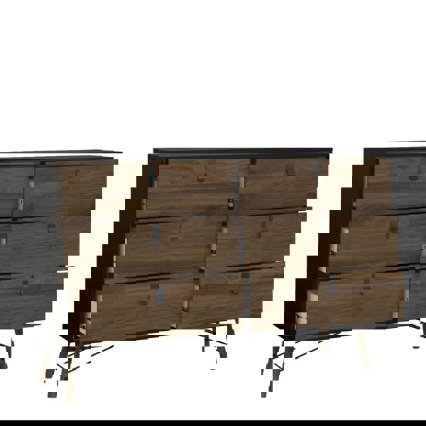 Furniture To Go Ry Wide double chest of drawers 6 drawers in Matt Black Walnut