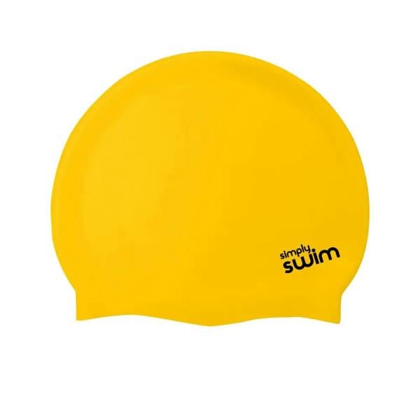 Yellow Simply Swim junior silicone swim cap in solid colours