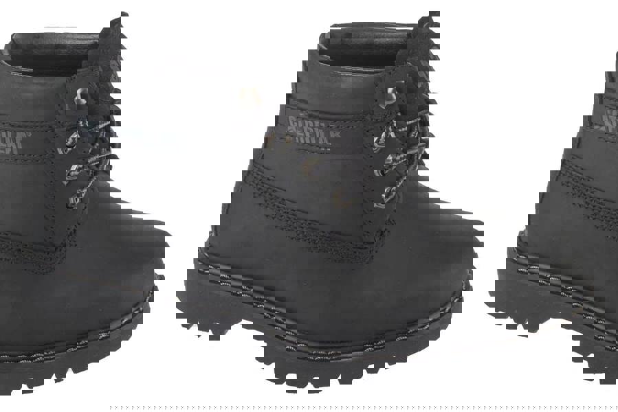 Caterpillar Colorado 2.0 Chukka Mens Casual Lace Up Ankle Boots, black leather safety work boots with lace-up closure and rugged rubber sole.