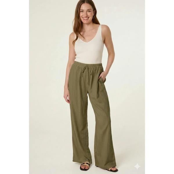 Blue Vanilla Drawstring Wide Leg Trousers