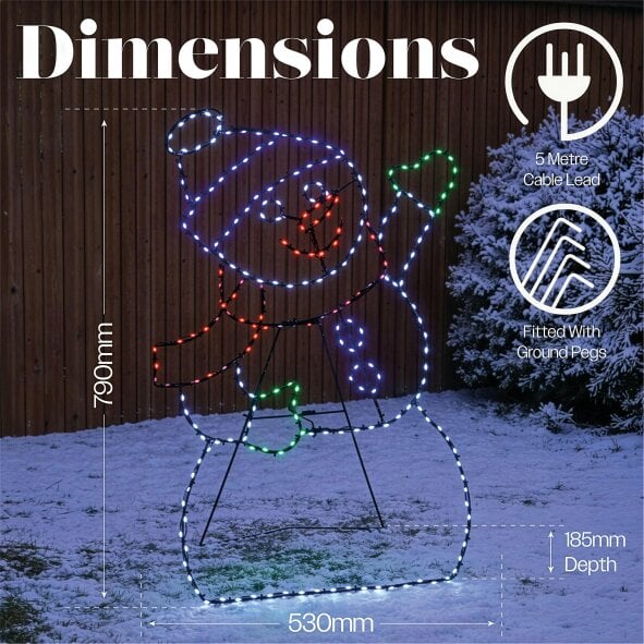 Scotts of Stow Xmas Haus  Multicolour Micro LED Metal Silhouette Snowman Outdoor with Timer