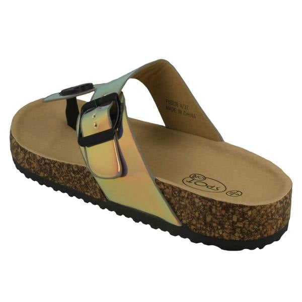 Spot On Ladies Spot On Flat Hologram Sandals