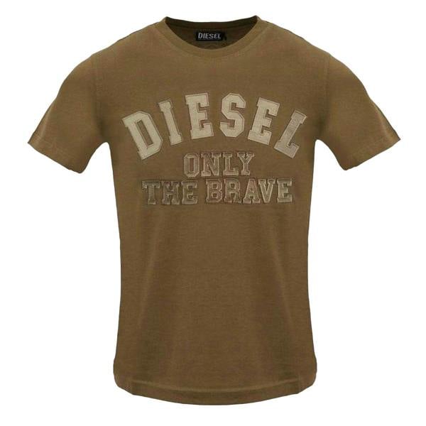 Diesel Mens Monotone Logo Embossed T-Shirt - Brown - 