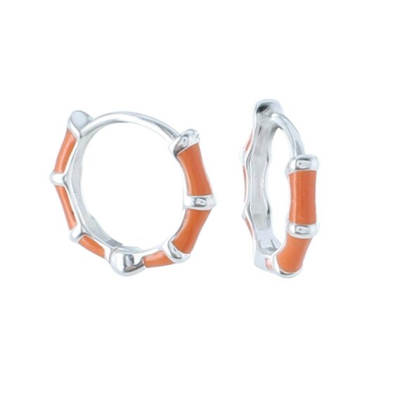 Reeves & Reeves Orange Bamboo Hoop Earrings