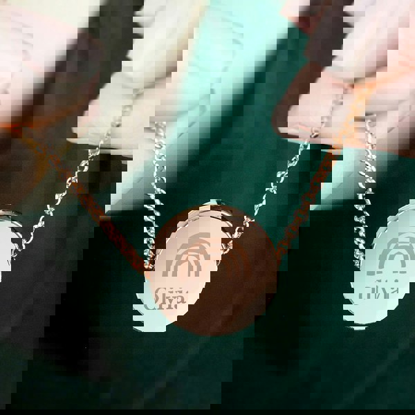 Personalised Memento Company Personalised Rainbow Rose Gold Tone Disc Necklace