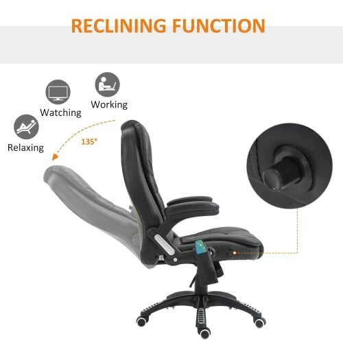 Bobobiy 6-Point Massage Office Chair with Seat Heated, 360, Black