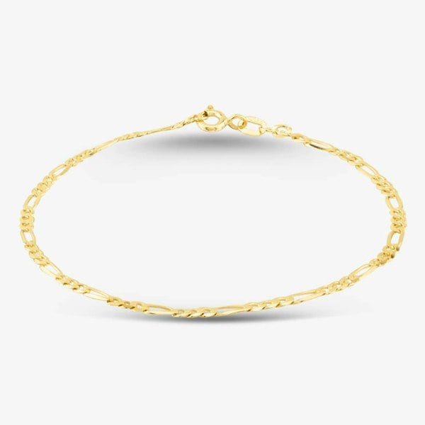 T. H. Baker 9ct Yellow Gold 7.5 Inch Fine Figaro Chain Bracelet SFFP-230-9Y-7.5