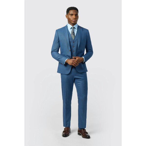 Antique Rogue Slim Fit Blue Texture Stretch Jacket