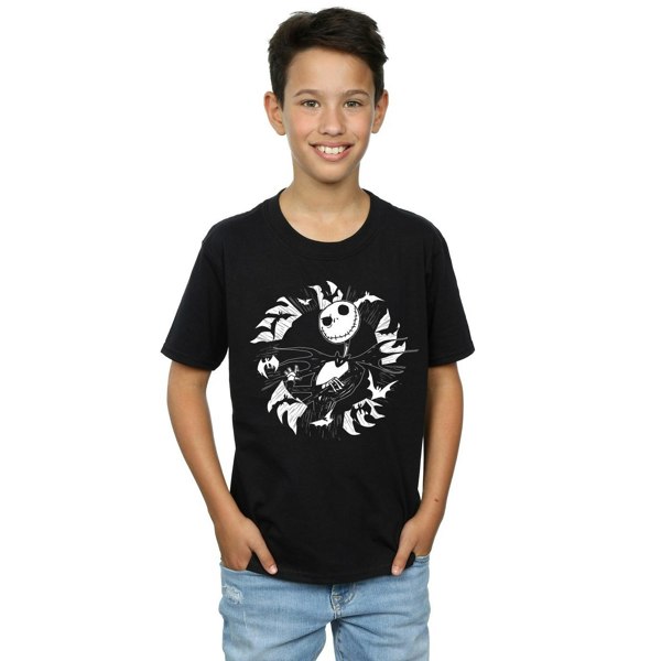 Disney Boys Nightmare Before Christmas Jack Bat Circle T-Shirt - Black