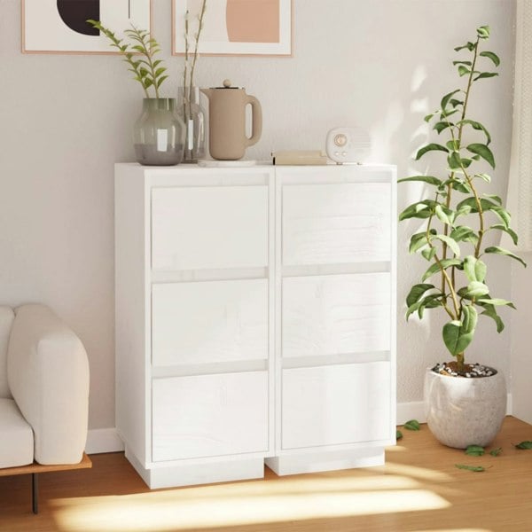 Berkfield Sideboards 2 pcs White 32x34x75 cm Solid Wood Pine