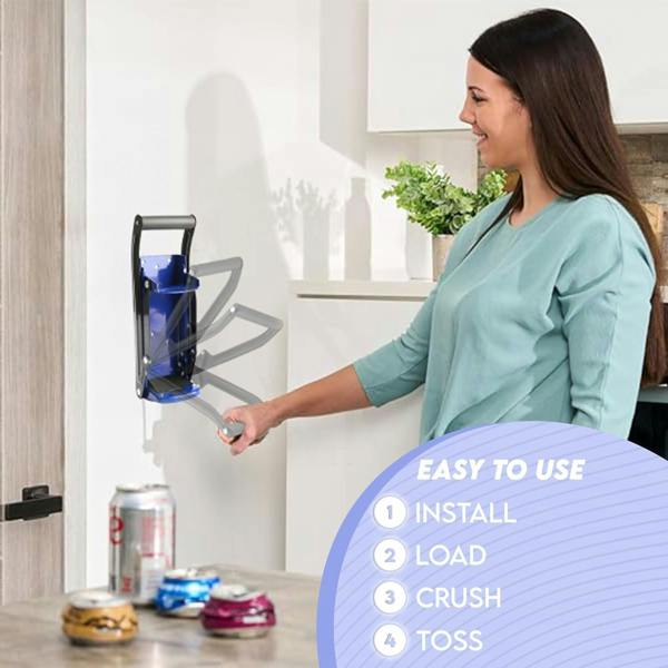 LKH HOME COLLECTION Can Crusher & Bottle Opener - Soda Beer Can Crushers for Recycling, Wall Mounted with Soft Grip Handle, Built-in Tin Opener