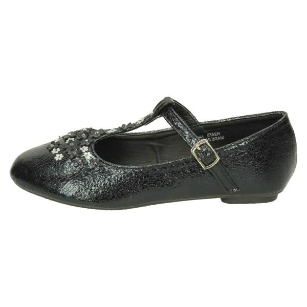 Spot On Girls Spot On Flat T-Bar Flower Trim Shoes