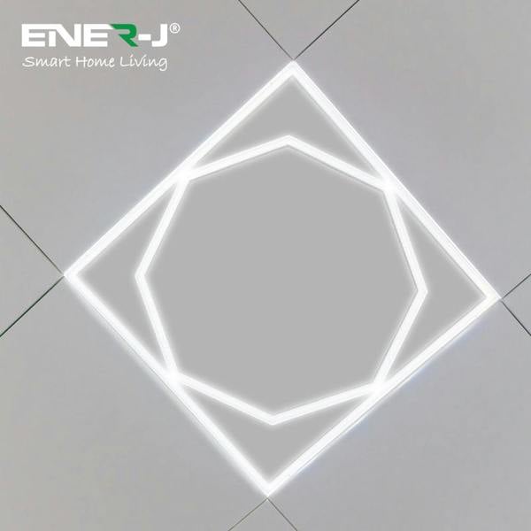 ENER-J 60x60cm LED Frame Panel Light with Hexagon Inner Lights - 40W, Cool White | Pack of 4 - 6500K