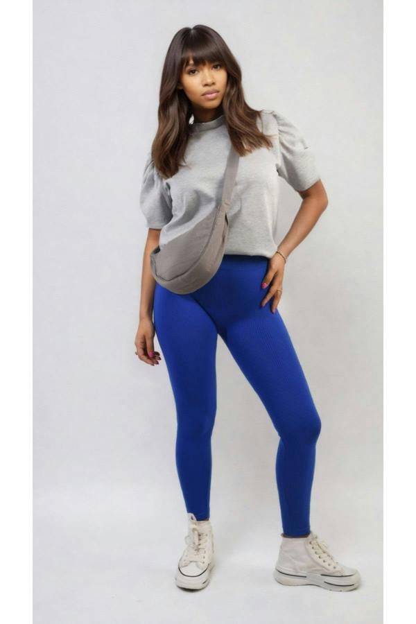 Braylee High Waisted Wide Band Leggings - D.Blue