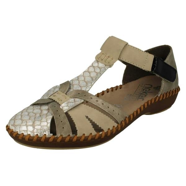 Rieker Ladies Rieker Cut Out Detailed T-Bar Summer Shoes M1650