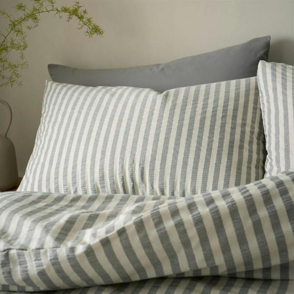 Pineapple Elephant Cotton Rich Woven Stripe Grey Duvet Cover Set