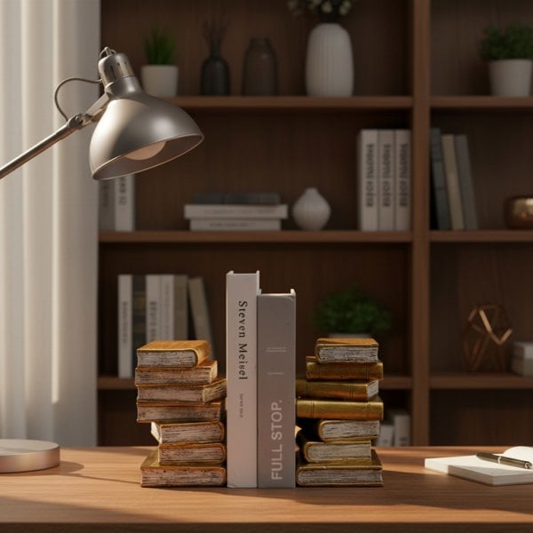 Maison des Cadeaux Antique Gold Book Theme Bookends