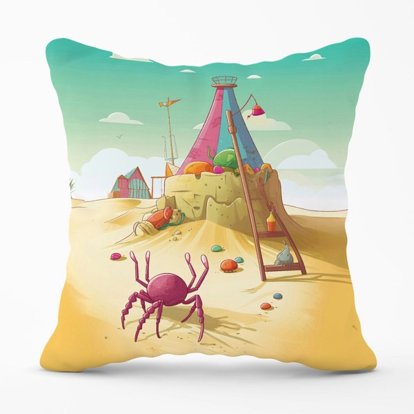 Warren Reed Crab On A Beach Holiday Cushions