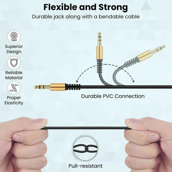 ULTRICS AUX Cable, 3.5mm Right Angle Male to Male Audio Cable with Gold Plated Jack