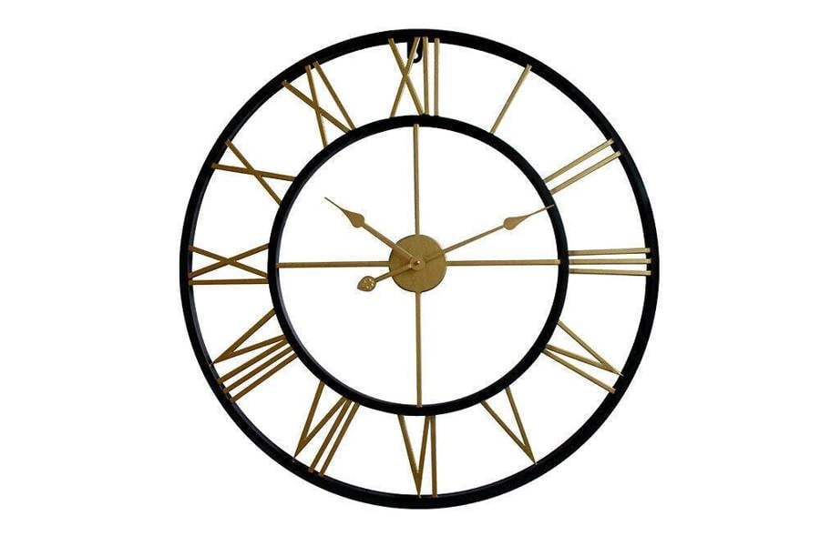 WALPLUS WC2132 - Black & Gold Roman Wall Clock - 76 cm / 30 in
