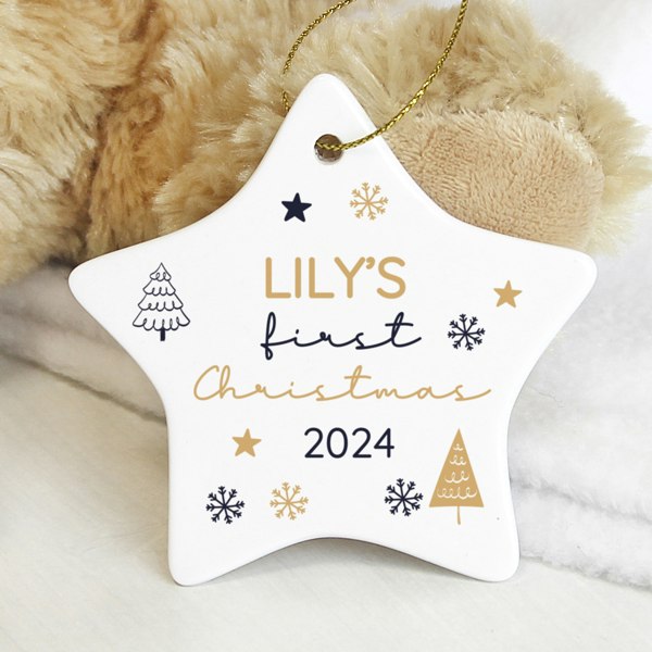 Personalised Memento Company Personalised First Christmas Star Christmas Tree Decoration