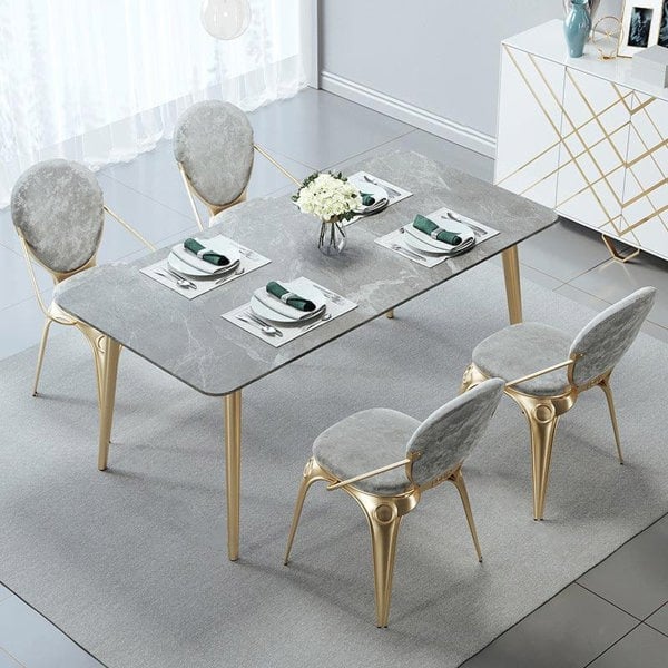 Attleboro Dining Table, Sintered Stone & Gold-Weilai Concept-Weilai Concept