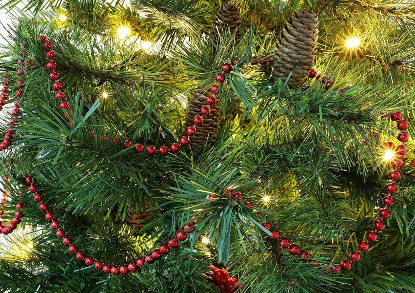 24ft Red Metallic Bead Garland Christmas Tree Decoration for Indoor Displays and Festive Crafts image 9
