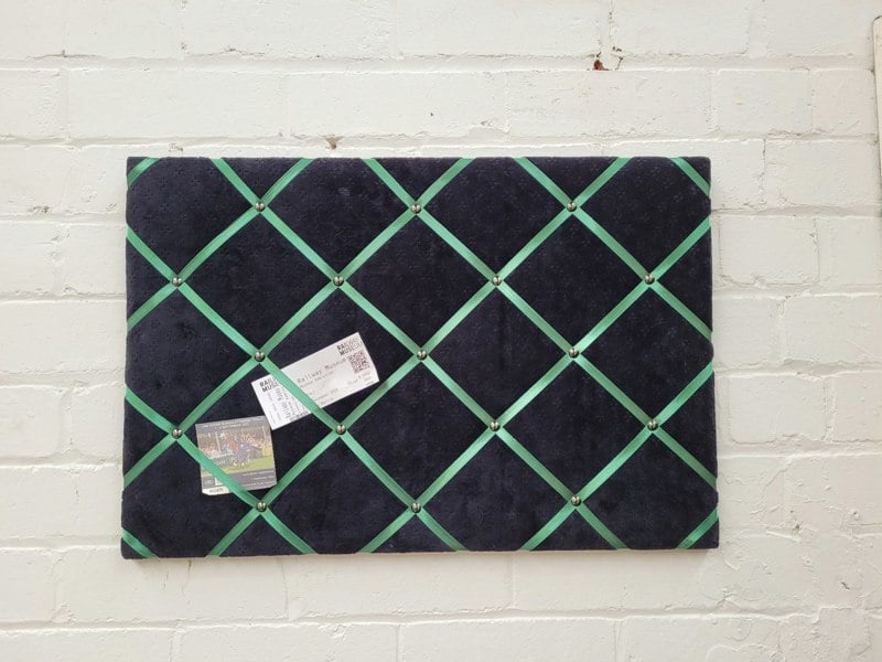 Made in the Mill Notice Board - Black Velvet Green Ribbon