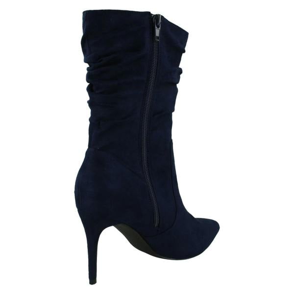 Spot On Ladies Spot On High Heel Rouched Leg Calf Boots F51232