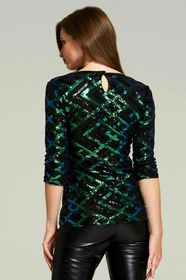 HotSquash Sequin V Neck Top
