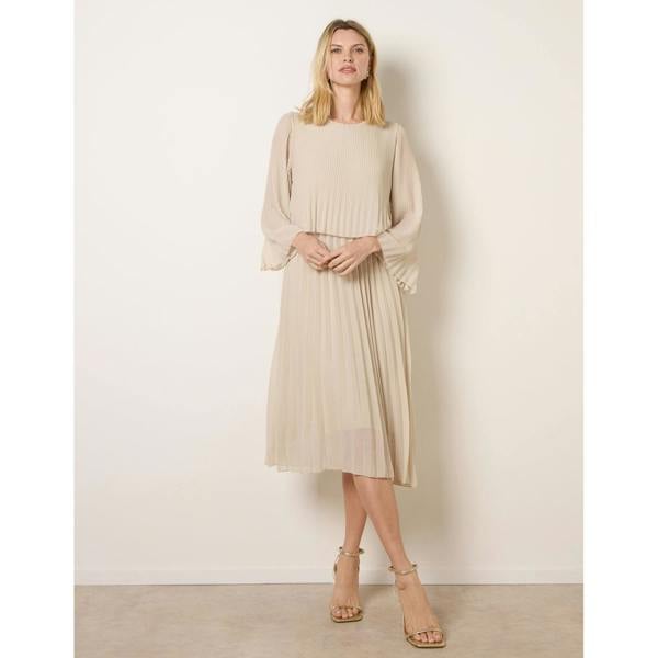 Blue Vanilla Chiffon Pleated Dress