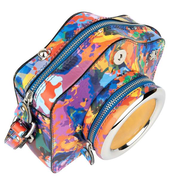 Embassy London Snapshot - Summer Colours - Camera shaped cross-body bag in Summer Colours pattern leather