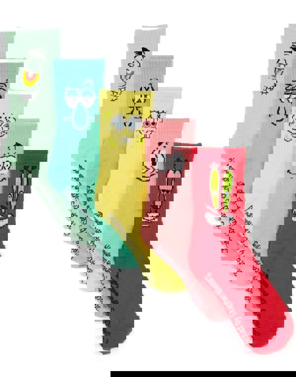 SpongeBob SquarePants Unisex Yellow Mutli-Character Calf Socks Set of 5