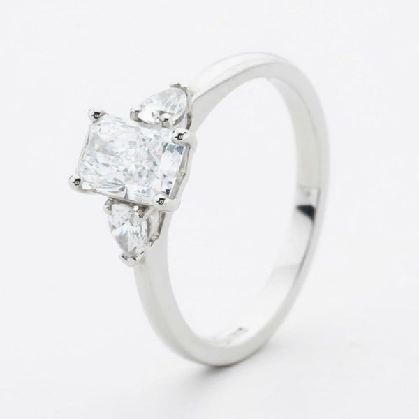 T. H. Baker Platinum Certified 0.96ct Multi Cut Diamond Three Stone Ring RN11731