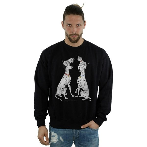 Disney Mens 101 Dalmatians Classic Pongo And Perdita Sweatshirt - Black