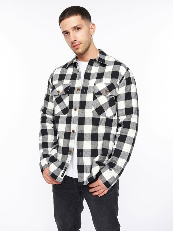 Crosshatch Demaro Check Lined Overshirt Black