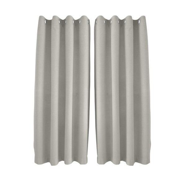 Taupe Grey Linen Blackout Eyelet Curtains - 46x63 Inch Drop - 2 Panel Image 1